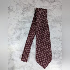 Audrey Buckner Maroon Gold Pattern 100% European Silk Men's Tie Vintage NWOT